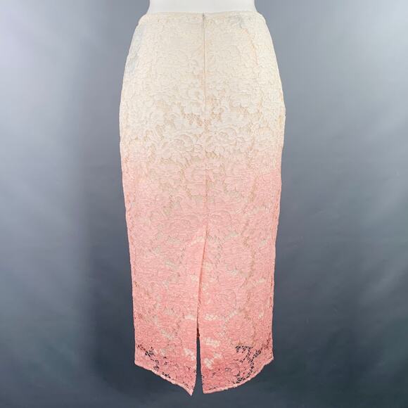 BURBERRY PRORSUM Size 4 Pink White Floral Pencil Guipure Lace Ombré Skirt - Picture 3 of 5
